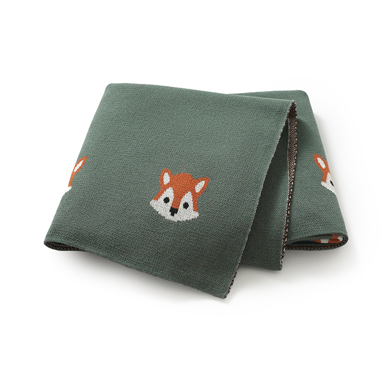 Baby Nursery Boy - Baby Blankets Cotton Cartoon Fox Knitted