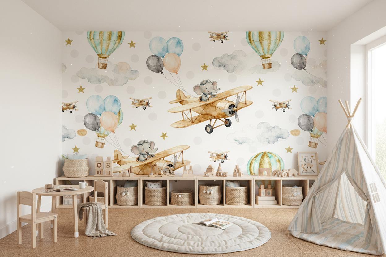 Cartoon Animal Wall Mural Kids - огляд і ціна Baby Nursery Peel And Stick Wallpaper