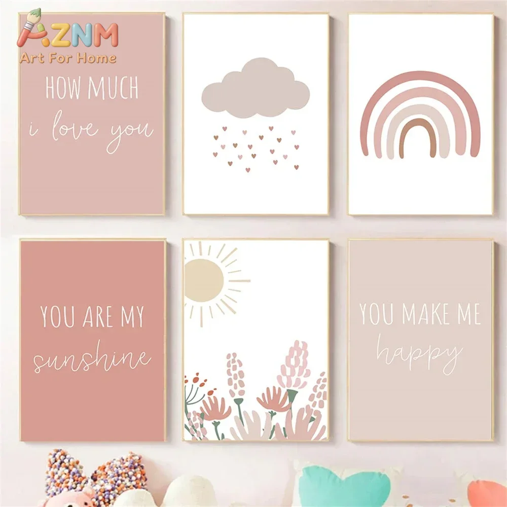AZNM Boho Pink Rainbow Sun Flo - огляд і ціна Baby Girl Nursery Quotes